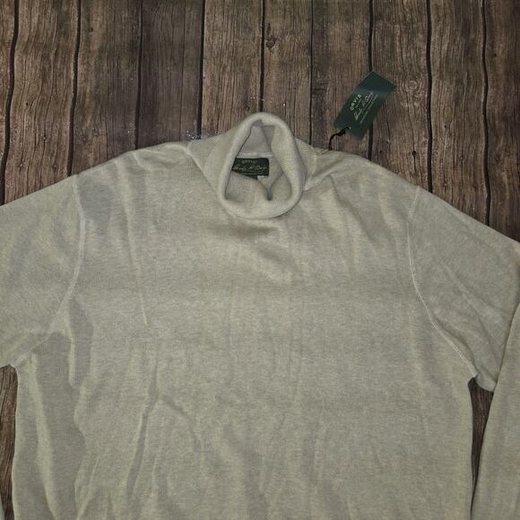 Orvis Mens Sweater L Beige Turtleneck Cashmere Blend Long Sleeve Signature - Picture 5 of 9